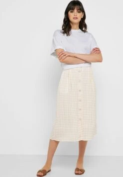 Koton Button Down Gingham Skirt