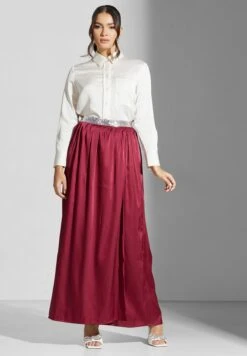 Tiered Satin High Waist Skirt