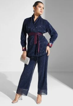 Surplice Neck Sequin Set