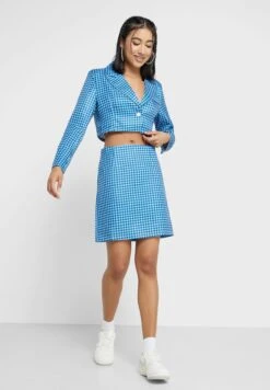 Checked Blazer & Skirt Set