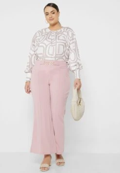 Belted Detail Seam Front Flared Pants