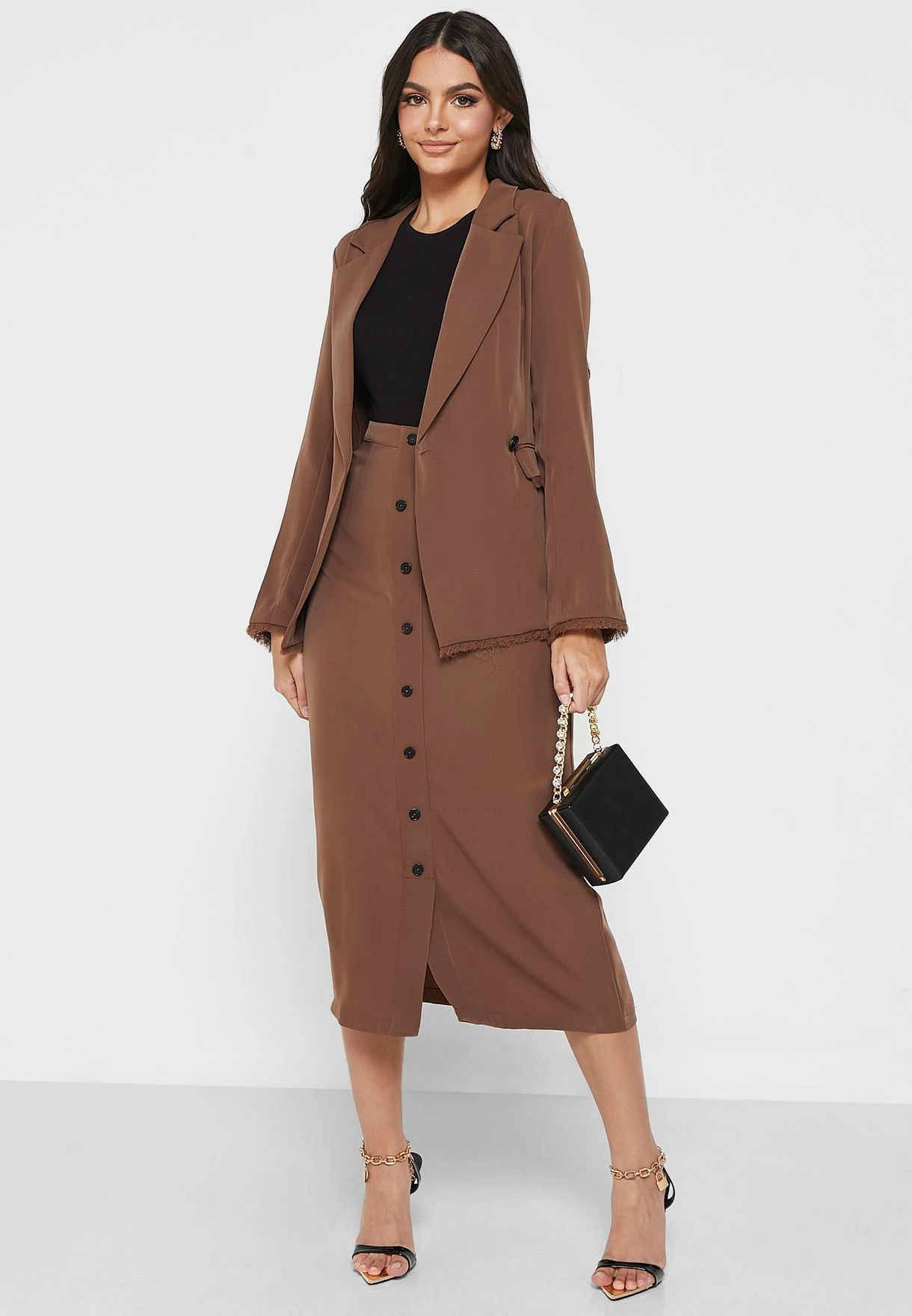 High Waist Button Detail Skirt 1 High Waist Button Detail Skirt