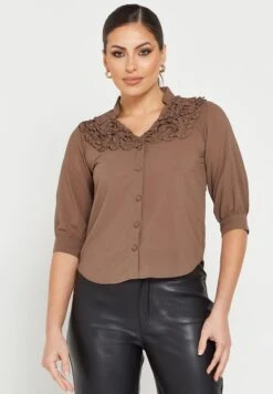 Ruffle Detail Button Down Shirt