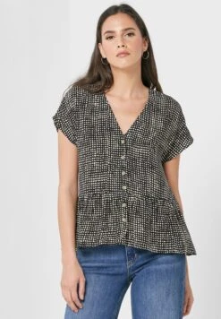 Whistles V-Neck Button Detail Peplum Top