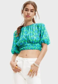 Desigual Ruched Waist Printed Crop Top
