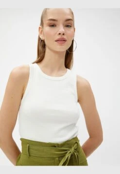 Koton Basic Ribbed Binding Detail Crew Neck Tanktop