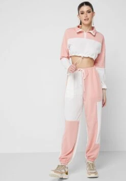 Cropped Color Block Jogger Set