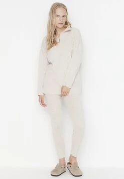 Trendyol Zip Detail Knitted Top & Pants Set