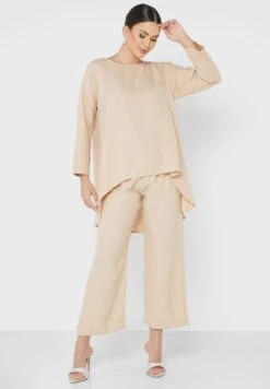 Crew Neck Top & Wide Leg Pants Set