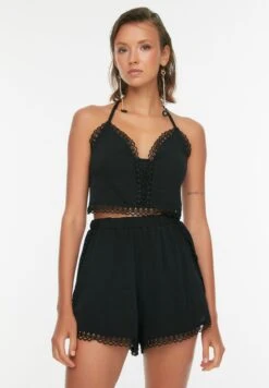 Trendyol Halter Neck Lace Detail Top & Shorts Set