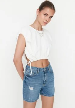 Trendyol Ripped Denim Shorts