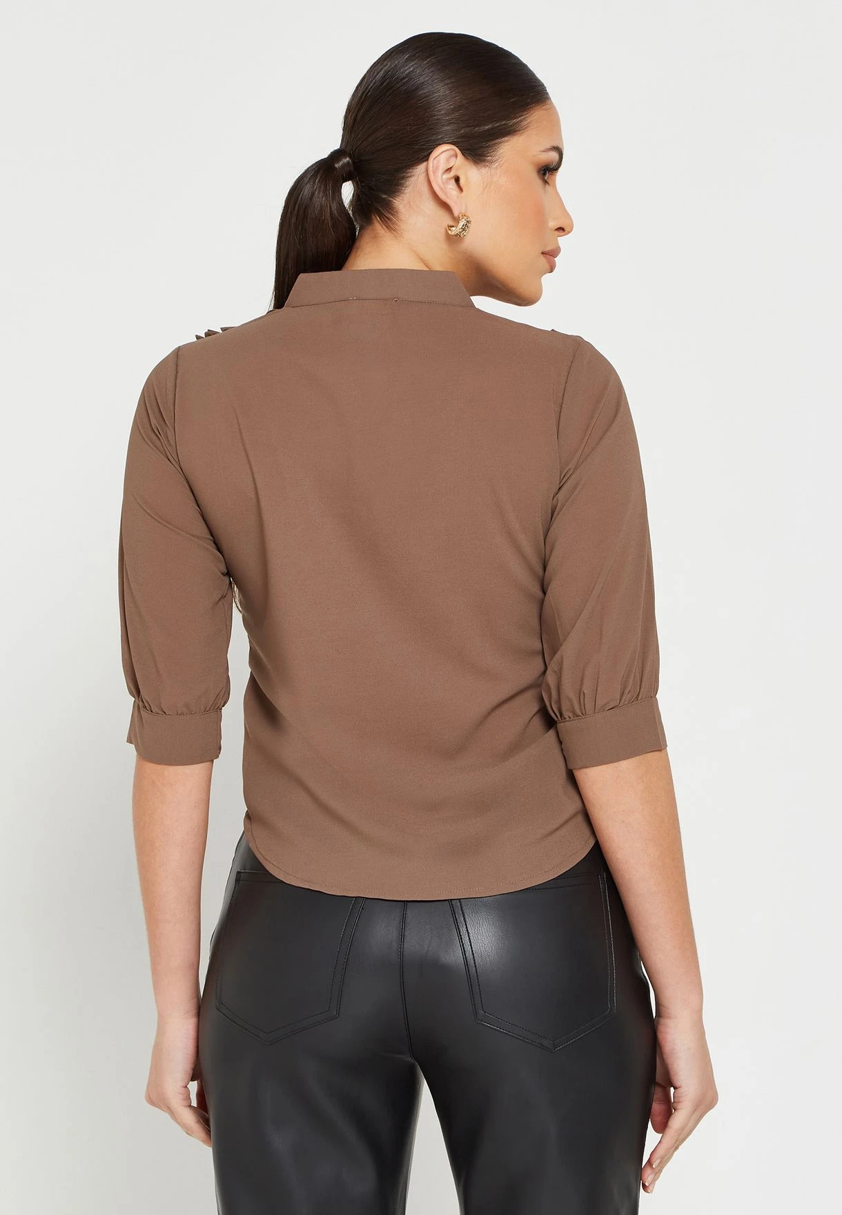 Ruffle Detail Button Down Shirt 2 Ruffle Detail Button Down Shirt - Image 2