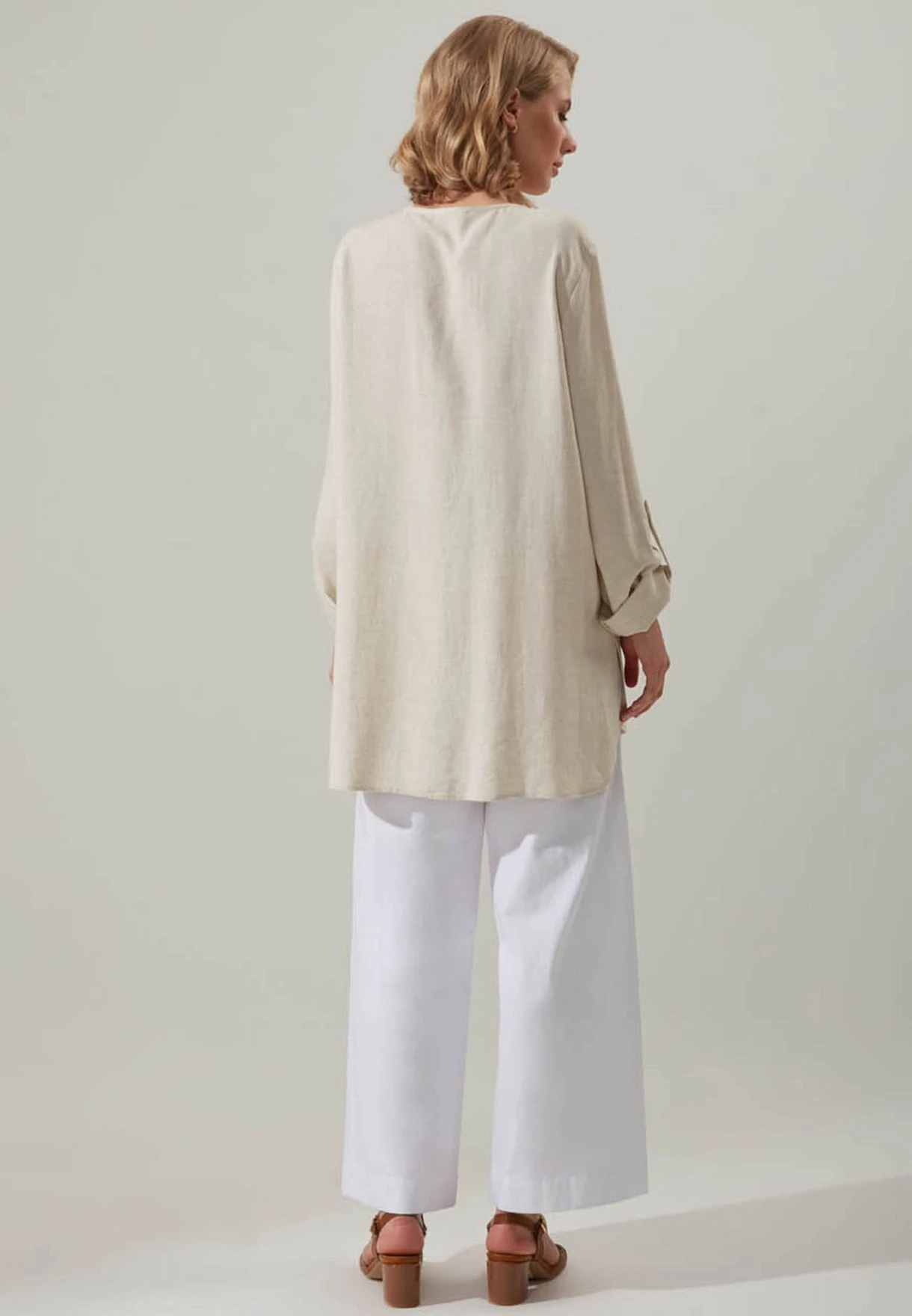 Tie Neck Cuff Detail Top 2 Tie Neck Cuff Detail Top - Image 2