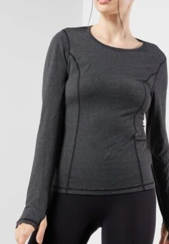 Long Sleeve Mélange Athletic Top -Minique Fashion Store 3 zoom desktop 1277