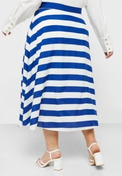 Striped Asymmetrical Hem Flare Skirt -Minique Fashion Store 3 zoom desktop 1860