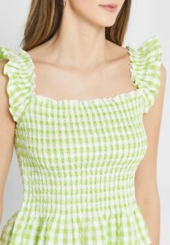 Monki Checked Ruffle Detail Crop Top -Minique Fashion Store 3 zoom desktop 1863