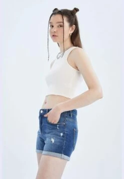 DeFacto Basic Distressed Mini Jean Short -Minique Fashion Store 3 zoom desktop 836