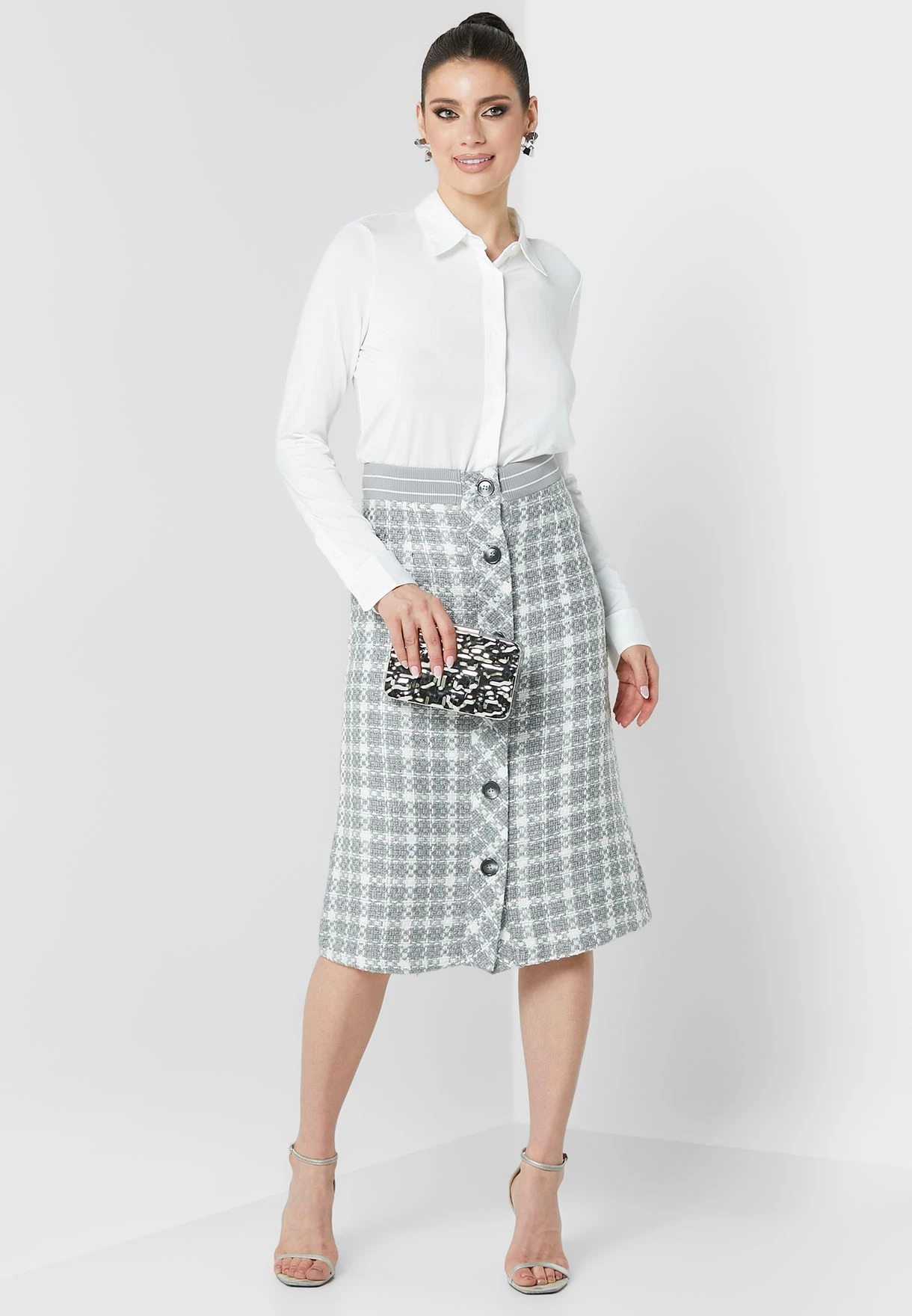 High Waist Button Detail Skirt 4 High Waist Button Detail Skirt - Image 4