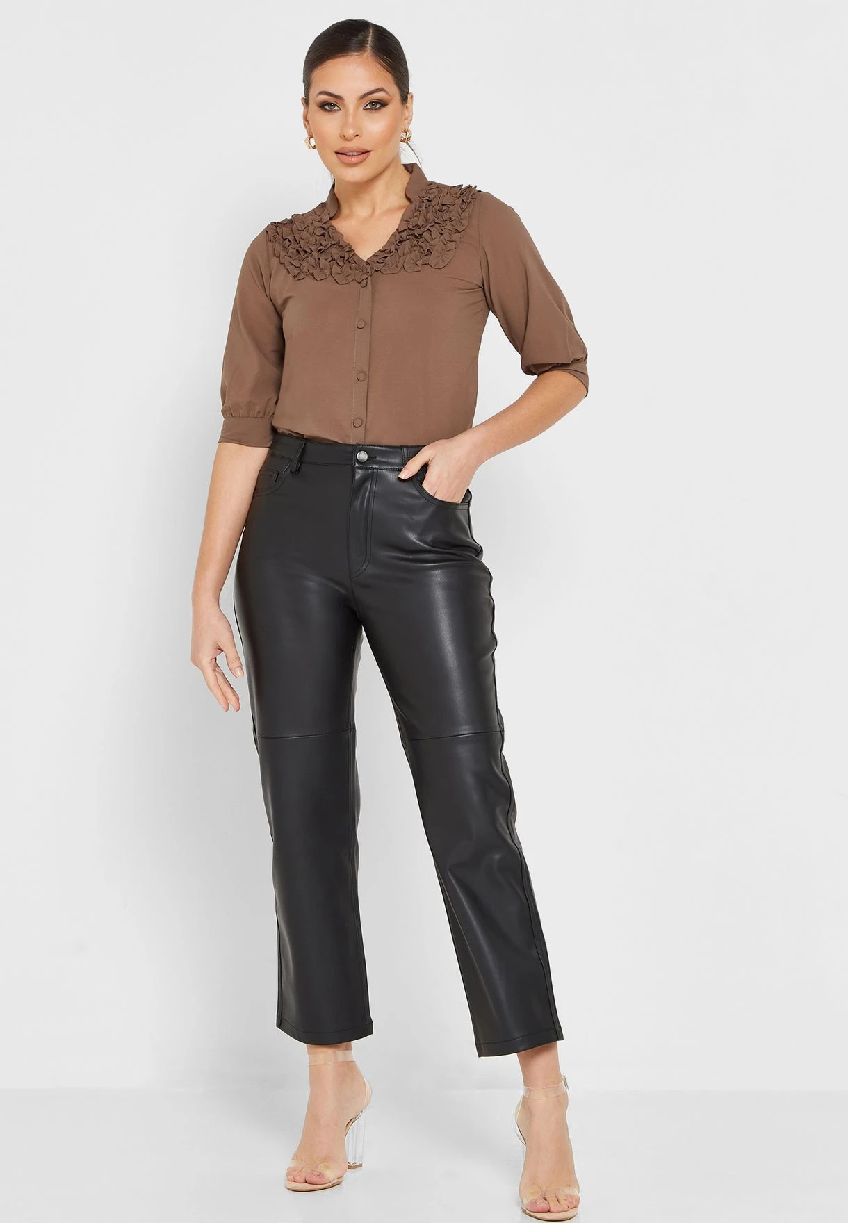 Ruffle Detail Button Down Shirt 4 Ruffle Detail Button Down Shirt - Image 4