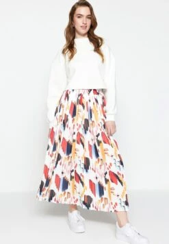 Trendyol Printed High Waist Pleated Skirt -Minique Fashion Store 5 zoom desktop 982